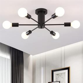 img 4 attached to 💡 Modern-Industrial Style Semi Flush Mount Ceiling Light Fixture, YLCHYTDZSW 6 Lights, Black Color – Perfect for Kitchen, Dining Room, Living Room, Bedroom