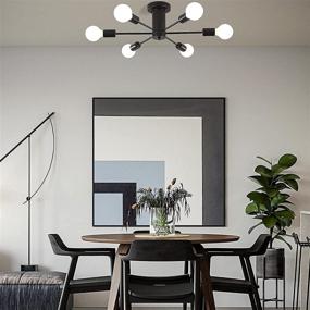 img 1 attached to 💡 Modern-Industrial Style Semi Flush Mount Ceiling Light Fixture, YLCHYTDZSW 6 Lights, Black Color – Perfect for Kitchen, Dining Room, Living Room, Bedroom