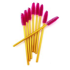 img 3 attached to GreenLife Multicolor Disposable Eyelash Brush Eyebrow Brush Kit - 💚 50 pcs Mascara Wands with Gold Handle and Rose Brush Head