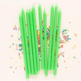 img 1 attached to 🎂 L&amp;Co 20 Count Tall Skinny Green Birthday Cake Candles for Stunning Party Cake Decorations