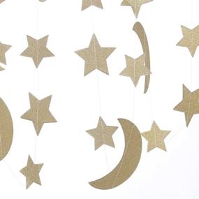 img 3 attached to 🌟 ZOOYOO Glitter Paper Garland Moon and Stars Ornaments: Sparkling Gold Decor for Parties and Events – 2 Pack, 10ft