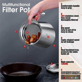 img 3 attached to 🍳 Chihee Stainless Steel Multifunctional Strainer Pot with Fine Mesh Filter, Dust-Proof Lid, Non-Slip Plate – Ideal for Cooking Tools, Storing Coffee, Tea, Milk, Juice, Frying Oil