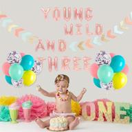 🎈 jevenis young wild and three balloon banner set: perfect 3rd birthday decorations for girls logo