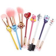 💄 bts stitch theme makeup brushes set - 8pcs premium synthetic foundation eyeshades brush set, best gift for young girls and women, creative cosmetic brushes set logo