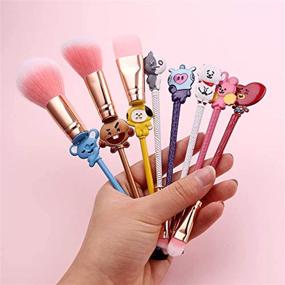 img 1 attached to 💄 BTS Stitch Theme Makeup Brushes Set - 8Pcs Premium Synthetic Foundation Eyeshades Brush Set, Best Gift for Young Girls and Women, Creative Cosmetic Brushes Set