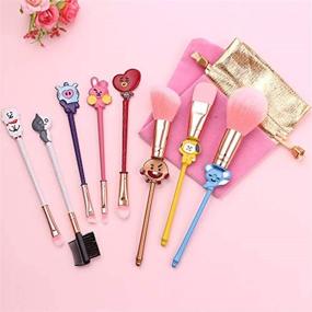 img 3 attached to 💄 BTS Stitch Theme Makeup Brushes Set - 8Pcs Premium Synthetic Foundation Eyeshades Brush Set, Best Gift for Young Girls and Women, Creative Cosmetic Brushes Set