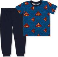 🦸 superman jogger set for boys: 2-pack graphic printed shirt & sports pants logo