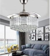 ✨ 42" crystal ceiling fan with retractable blades: modern chandelier fan with invisible led lights and remote control - brushed nickel логотип