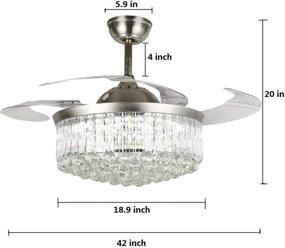 img 2 attached to ✨ 42" Crystal Ceiling Fan with Retractable Blades: Modern Chandelier Fan with Invisible LED Lights and Remote Control - Brushed Nickel