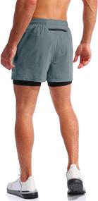 img 1 attached to 🏃 Pudolla Men's 2 in 1 Running Shorts: Quick Dry Gym Athletic Workout Shorts with Phone Pockets - 5 Inch Length