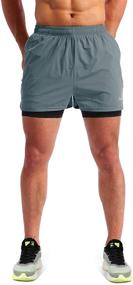 img 3 attached to 🏃 Pudolla Men's 2 in 1 Running Shorts: Quick Dry Gym Athletic Workout Shorts with Phone Pockets - 5 Inch Length