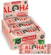 🌱 aloha limited edition organic peppermint white chocolate protein bars - vegan, low sugar, gluten-free, paleo - 12 bars logo