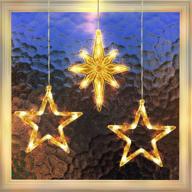 🎄 christmas indoor window light decoration - 3 pack, backdrop string lights for outdoor and indoor home, bedroom, wedding, party, holiday wall - includes 1 polaris and 2 stars - warm white логотип