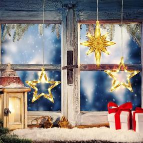 img 3 attached to 🎄 Christmas Indoor Window Light Decoration - 3 Pack, Backdrop String Lights for Outdoor and Indoor Home, Bedroom, Wedding, Party, Holiday Wall - Includes 1 Polaris and 2 Stars - Warm White