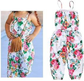 img 3 attached to 👧 Multicolor Girls' Clothing - Toddler One Pieces Jumpsuit Overalls