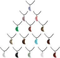 🌙 crescent moon shaped stone and black leather necklace charm set: 30 pcs of natural stone and crystal quartz gemstone pendants for diy jewelry making logo