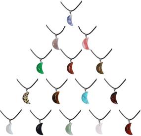 img 4 attached to 🌙 Crescent Moon Shaped Stone and Black Leather Necklace Charm Set: 30 Pcs of Natural Stone and Crystal Quartz Gemstone Pendants for DIY Jewelry Making