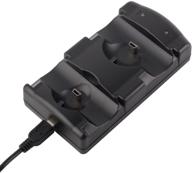 vseer playstation 3 controller charging dock: 2-in-1 charging station with led light indicator - compatible for original ps3/move controller (black) logo