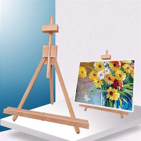 img 4 attached to 🎨 Miratuso Painting Easel: Foldable Wooden Tabletop Stand for Artists, Beginners, and Students - Holds up to 21" Canvas
