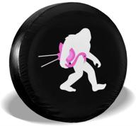 🔒 durable and stylish 14 inch bigfoot and pink flamingo spare tire cover: waterproof, dust-proof, uv sun protection for jeep, trailer, rv, suv, and more! logo