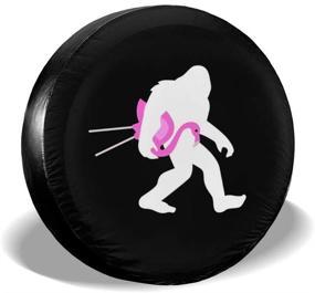 img 4 attached to 🔒 Durable and Stylish 14 Inch Bigfoot and Pink Flamingo Spare Tire Cover: Waterproof, Dust-Proof, UV Sun Protection for Jeep, Trailer, RV, SUV, and More!