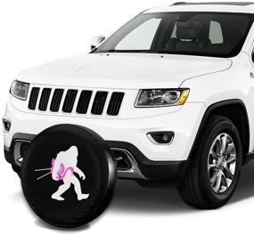 img 1 attached to 🔒 Durable and Stylish 14 Inch Bigfoot and Pink Flamingo Spare Tire Cover: Waterproof, Dust-Proof, UV Sun Protection for Jeep, Trailer, RV, SUV, and More!