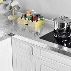 img 3 attached to 🔥 VEELIKE Kitchen Backsplash Wallpaper: Self-Adhesive Aluminum Foil Contact Paper for Heat Resistance and Oil-Proof Countertop Protection (15.74×118.11 inches)