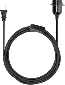 img 4 attached to 💡 kwmobile Plug-in Light Cord - 6ft Long Fabric Pendant Lamp Cable with Plug, E26 Socket - Black