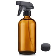 🌿 amber glass spray bottle by niuta - 16 oz empty spray bottles for plants, pets, essential oils, cleaning products | black trigger sprayer w/ mist and stream settings | includes labels logo