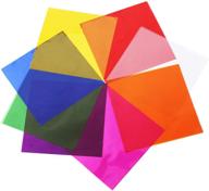 120-штучных цветных целлофанных листов - 7,5x7,5 дюймов - упаковка конфет, ремесла своими руками и декор - цветные прозрачные листы в 8 ярких цветах. логотип
