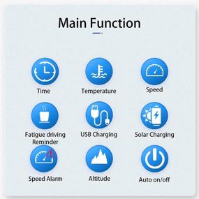 img 3 attached to 🚗 Универсальное беспроводное автомобильное приборное Head Up Display (HUD): спидометр в милях в час, заряжается солнечной энергией/аккумулятором/USB, часы, сигнал тревоги при превышении скорости, предупреждение об утомлении водителя, температура и высота