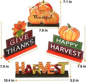 img 1 attached to 🍂 Hanizi 4 Pack Wooden Decorative Signs: Perfect Harvest Party Thanksgiving Table Decoration Centerpieces