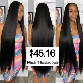 img 3 attached to VIPbeauty Brazilian Long Silky Straight Weave 16 16 16 Inch, 3 Bundles of Virgin Human Hair Extensions, VIPbeauty 100% Unprocessed 10a Natural Color Hair Weft Bundles