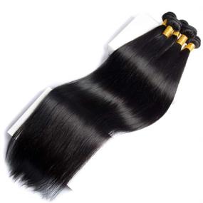 img 1 attached to VIPbeauty Brazilian Long Silky Straight Weave 16 16 16 Inch, 3 Bundles of Virgin Human Hair Extensions, VIPbeauty 100% Unprocessed 10a Natural Color Hair Weft Bundles
