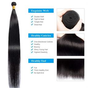 img 2 attached to VIPbeauty Brazilian Long Silky Straight Weave 16 16 16 Inch, 3 Bundles of Virgin Human Hair Extensions, VIPbeauty 100% Unprocessed 10a Natural Color Hair Weft Bundles