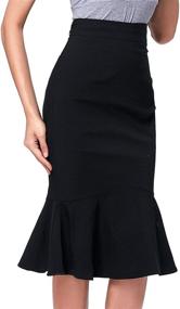 img 1 attached to 👗 Stylish and Sophisticated: Kate Kasin Women's Elegant High Waist Mermaid Bodycon Midi Skirt