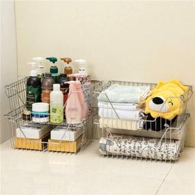 img 1 attached to 🧺 BlitzLabs 14'' Stackable Storage Baskets: Efficient Wire Organizers for Kitchen, Pantry & Bathroom - Set of 4