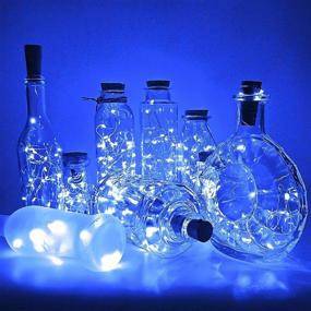 img 1 attached to 🍾 Enhance Your Wedding Bar Decor with Aipatal Wine Bottle Lights - 12 Pack of Blue 20 LED Fairy Lights on Silver Wire Corks