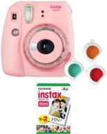 фотокамера fujifilm instax mini 9 с мгновенным пленочным фотопленкой (розовый цвет с прозрачными акцентами) в комплекте с двумя пленочными картриджами (2 предмета) логотип