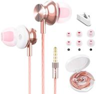 pink wired earbuds with microphone: noise isolating & cute earphones for women and girls - mijiaer in-ear wired earbuds (rose gold) logo