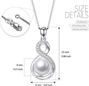 img 1 attached to 🔱 Women Girls' 925 Sterling Silver Pearl Pendant Necklace, Cross Lucky Knot and Infinity Pendant with Cubic Zirconia, Perfect Anniversary Birthday Gifts for Her - 18''+2''