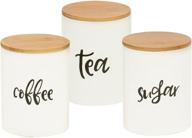 airtight ceramic canisters with bamboo lid for coffee, sugar, and tea storage - set of 3, 24.68 fl oz (730 ml) логотип