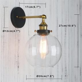 img 3 attached to 🔦 Vintage Industrial 1-Light Rustic Wall Mount Light Fixture with Clear Glass Globe Shade - Permo Wall Sconce (Antique, 7.9 Inches)