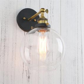 img 1 attached to 🔦 Vintage Industrial 1-Light Rustic Wall Mount Light Fixture with Clear Glass Globe Shade - Permo Wall Sconce (Antique, 7.9 Inches)