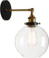 🔦 vintage industrial 1-light rustic wall mount light fixture with clear glass globe shade - permo wall sconce (antique, 7.9 inches) логотип