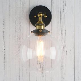 img 2 attached to 🔦 Vintage Industrial 1-Light Rustic Wall Mount Light Fixture with Clear Glass Globe Shade - Permo Wall Sconce (Antique, 7.9 Inches)