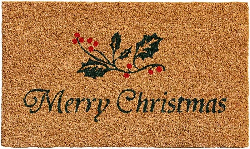 LOCONHA Christmas Decorative Doormat Christmas Door Mat Christmas Mat Non Slip and Washable Winter Doormat Santa Snowflakes Door Mat for Indoor Outdoor 29 x 17 Inch 
