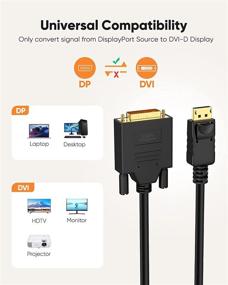 img 2 attached to 🔌 Кабель DisplayPort to DVI длиной 6 футов - CableCreation однонаправленный кабель DP to DVI 1080P@60Hz Full HD, позолоченный адаптер DVI к DisplayPort, мужской разъем - совместим с Lenovo, Dell, HP и другими