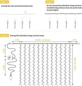 img 2 attached to Hanging Window Curtain Lights with 300 Dimmable LEDs - Ideal for Bedroom, Wall, Party, Indoor/Outdoor Decor - Remote Control, 8 Lighting Modes, Timer - Warm White (Curtain Not Included)