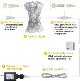 img 1 attached to Hanging Window Curtain Lights with 300 Dimmable LEDs - Ideal for Bedroom, Wall, Party, Indoor/Outdoor Decor - Remote Control, 8 Lighting Modes, Timer - Warm White (Curtain Not Included)